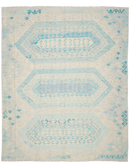 Tappeto Kilim Afghanistan bianco azzurro 243x295