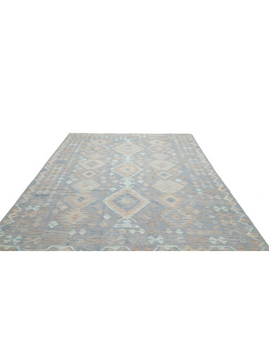 Tappeto Kilim Afghanistan azzurro bianco 245x289