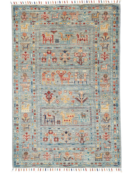 Rug Rubin Pakistan sky blue maroon 80x120