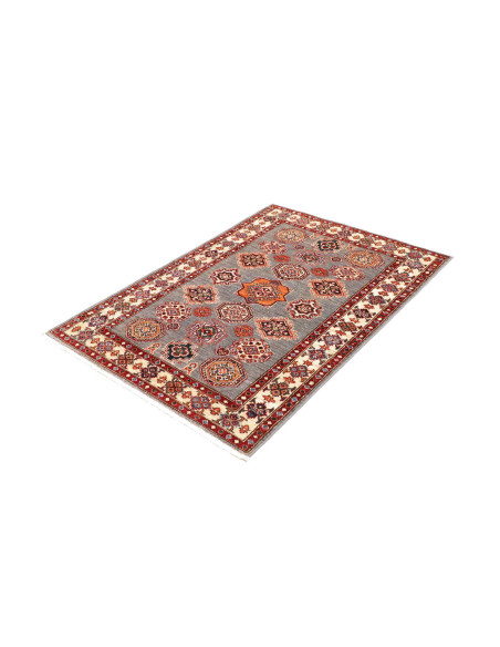Rug Kazak Fine Pakistan maroon grey 104x142