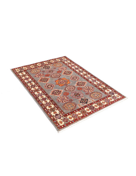 Rug Kazak Fine Pakistan maroon grey 104x142