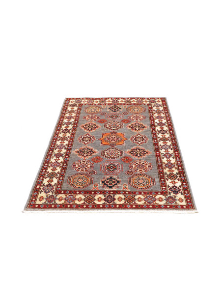 Rug Kazak Fine Pakistan maroon grey 104x142
