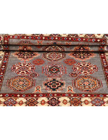 Rug Kazak Fine Pakistan maroon grey 104x142