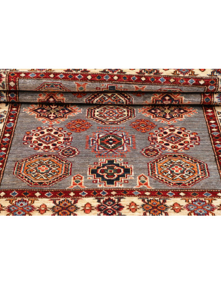 Rug Kazak Fine Pakistan maroon grey 104x142