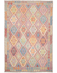 Rug Kilim Afghanistan maroon white 205x305