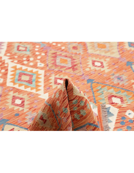 Rug Kilim Afghanistan maroon yellow 206x304