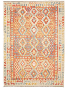 Rug Kilim Afghanistan maroon orange 210x295