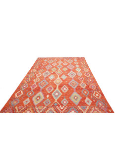 Rug Kilim Afghanistan orange maroon 205x300 2