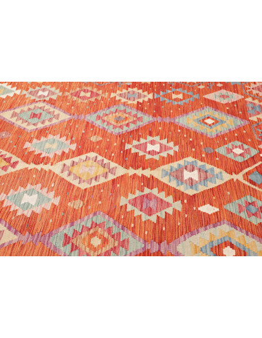 Rug Kilim Afghanistan orange maroon 205x300