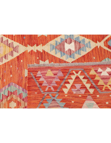 Rug Kilim Afghanistan orange maroon 205x300