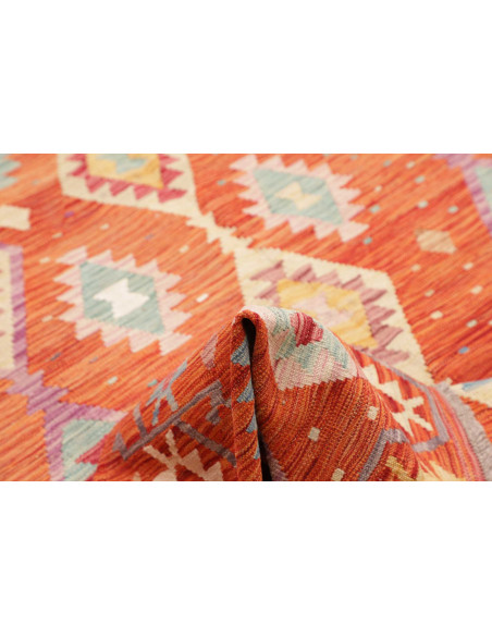 Rug Kilim Afghanistan orange maroon 205x300
