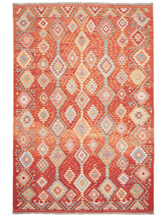 Rug Kilim Afghanistan orange maroon 200x300