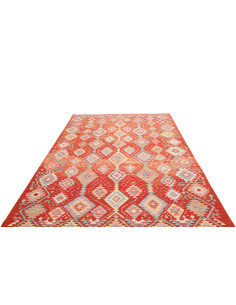 Rug Kilim Afghanistan orange maroon 200x300 2