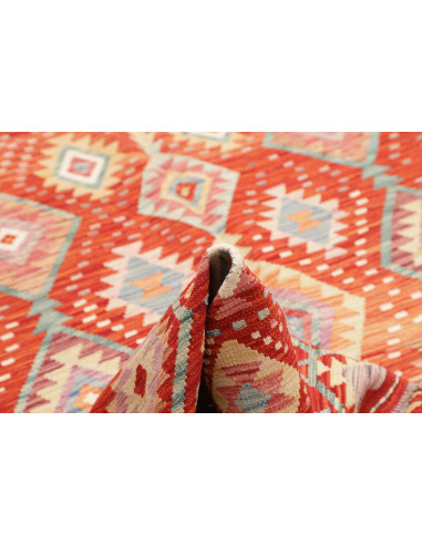 Rug Kilim Afghanistan orange maroon 200x300