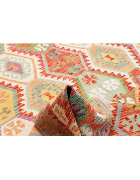 Rug Kilim Afghanistan maroon white 212x306