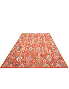 Rug Kilim Afghanistan orange maroon 200x296 2