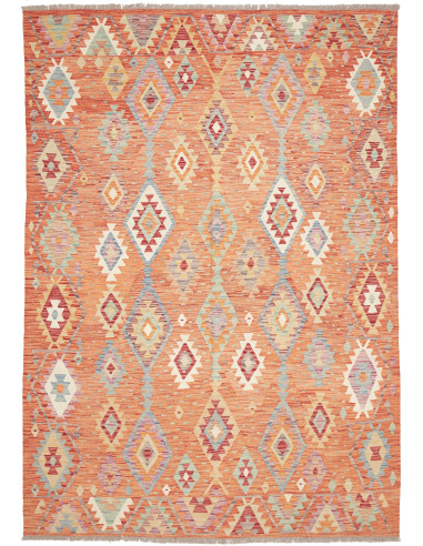 Rug Kilim Afghanistan maroon beige 200x291