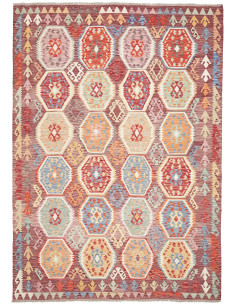 Rug Kilim Afghanistan maroon beige 204x290