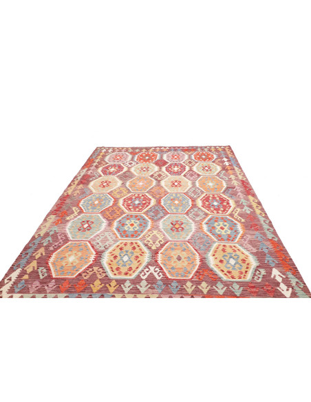 Rug Kilim Afghanistan maroon beige 204x290