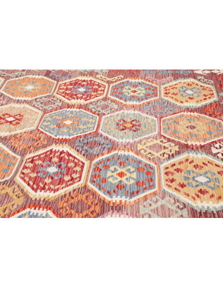 Rug Kilim Afghanistan maroon beige 204x290