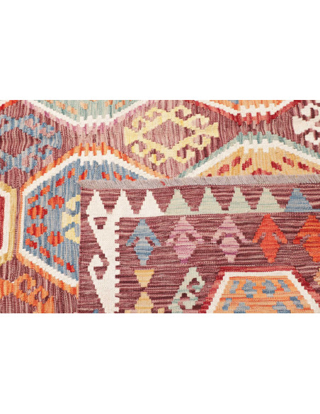 Rug Kilim Afghanistan maroon beige 204x290