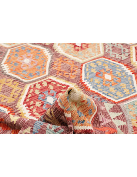 Rug Kilim Afghanistan maroon beige 204x290