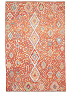 Tappeto Kilim Afghanistan arancione rosso 195x295