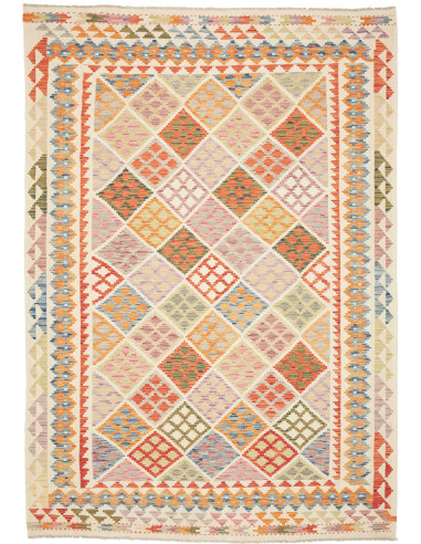 Tappeto Kilim Afghanistan giallo arancione 203x289