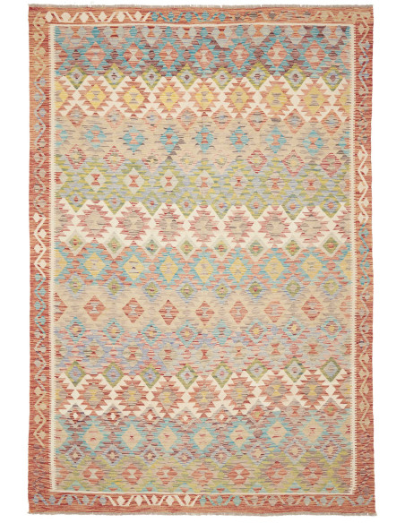 Rug Kilim Afghanistan maroon brown 196x299