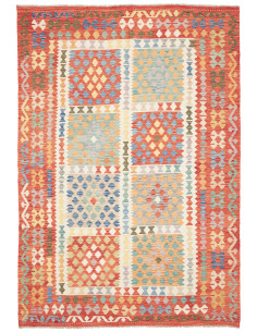 Rug Kilim Afghanistan maroon brown 200x287