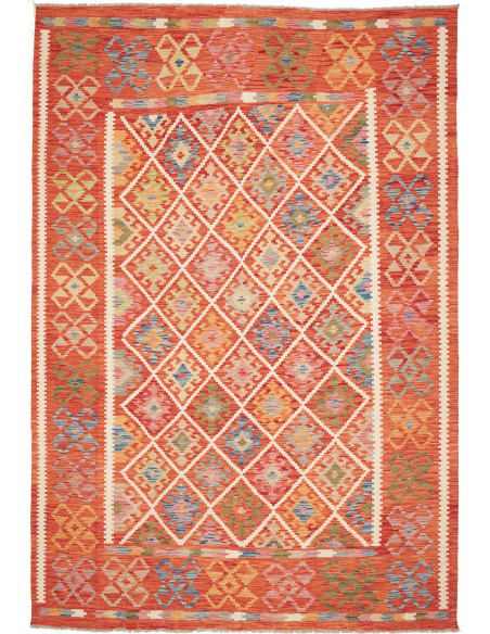 Rug Kilim Afghanistan red yellow 209x299