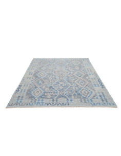 Rug Kilim Afghanistan sky blue grey 181x234 2