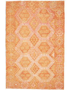 Rug Kilim Afghanistan orange maroon 201x305