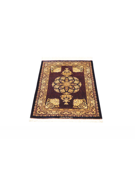 Tappeto Ghom Seta Persia 61x90 Blu Notte Oro