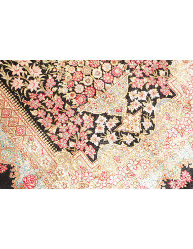 Tappeto Ghom Seta Persia 60x89 Nero Rosa