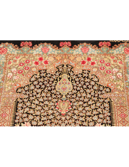 Tappeto Ghom Seta Persia 60x89 Nero Rosa