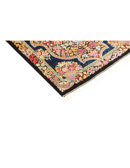 Tappeto Ghom Seta Persia 60x91 Blu Notte Rosa C