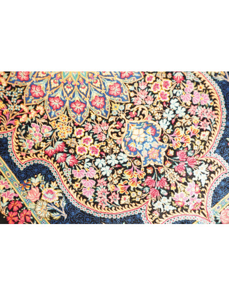 Tappeto Ghom Seta Persia 60x91 Blu Notte Rosa C