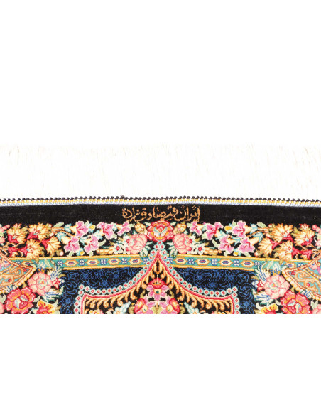 Tappeto Ghom Seta Persia 60x91 Blu Notte Rosa C