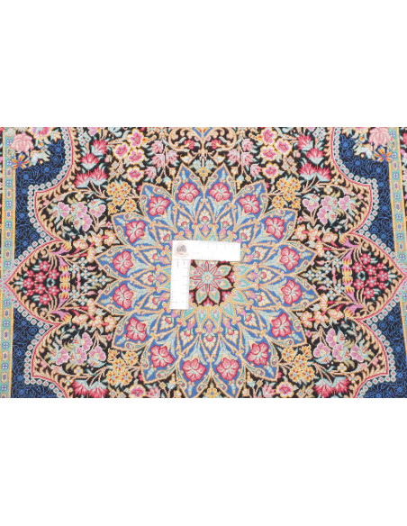 Tappeto Ghom Seta Persia 60x91 Blu Notte Rosa C