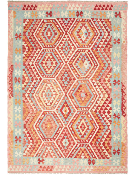 Kilim 197x282 Cm Afghan Kilim, Hand-carded Wool cotton