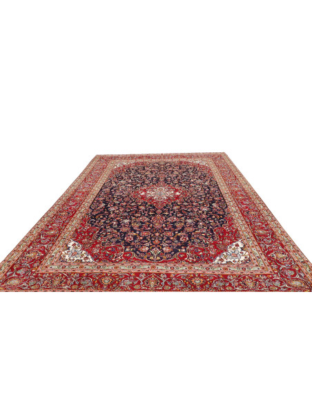 Kashan Persia Medallion Navy Blue Red 248x360 Cm