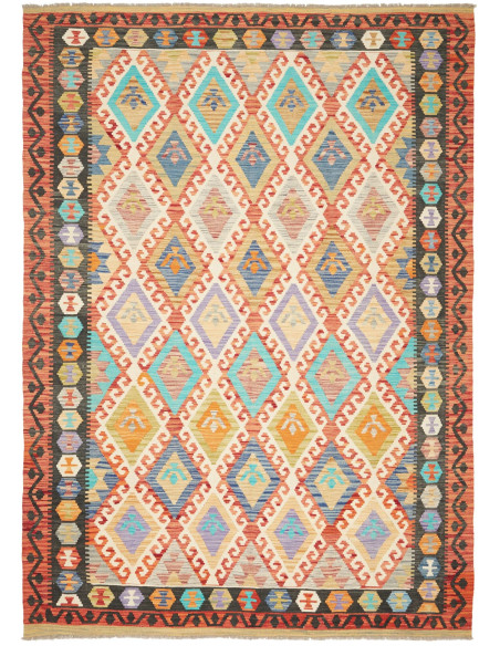Rug Kilim Afghanistan maroon green 206x289