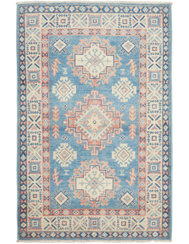 Rug Kazak Afghanistan beige grey 82x127