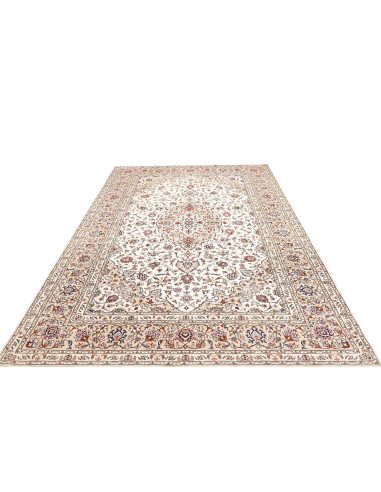 Rug Kashan Persia 198x306 Ivory Burgundy