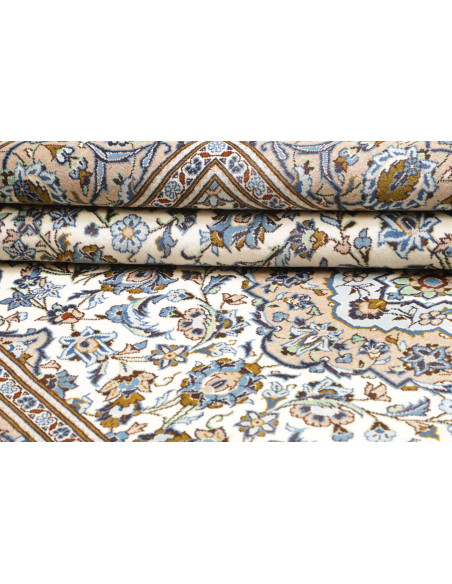 Tappeto Kashan Persia 200x302 Crema Azzurro