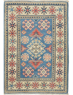 Rug Kazak Afghanistan maroon sky blue 61x89