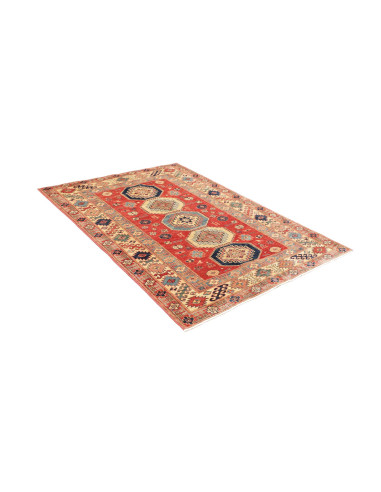 Tappeto Kazak Fine Pakistan 136x189 Rosso Matto