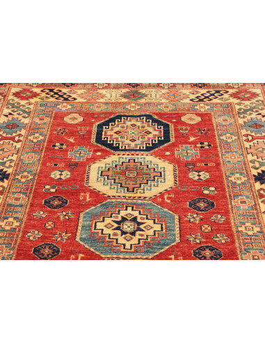 Tappeto Kazak Fine Pakistan 136x189 Rosso Matto