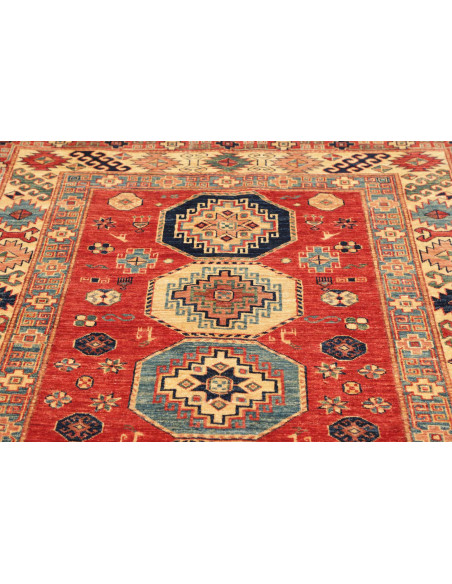 Tappeto Kazak Fine Pakistan 136x189 Rosso Matto